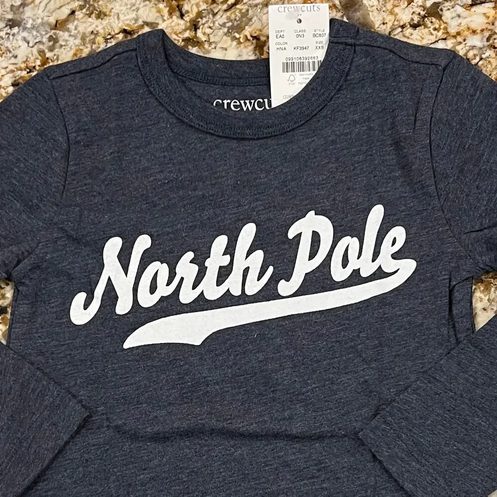 NWT J. Crew Boys' Heather Navy W/Christmas 